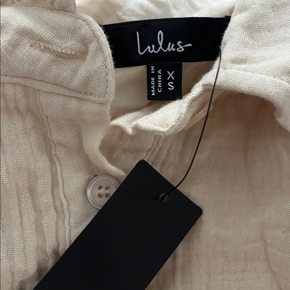 Lulus Corbett Beige Gauzy Collared Belted Sleeveless Romper - Picture 8 of 8